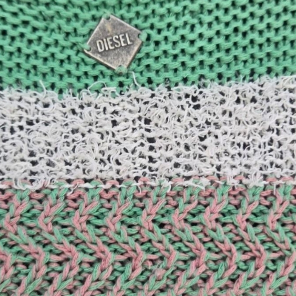 Diesel Striped Open-Front Knit Cardigan in Mint Pink Festival Western Boho Y2K - Picture 8 of 8
